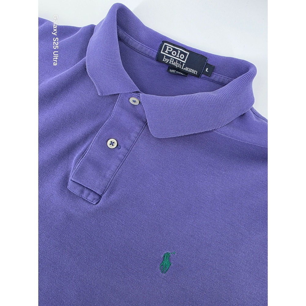 Polo Ralph Lauren Mens Large Purple Short‎ Sleeve Cotton Pique Pony Logo Shirt